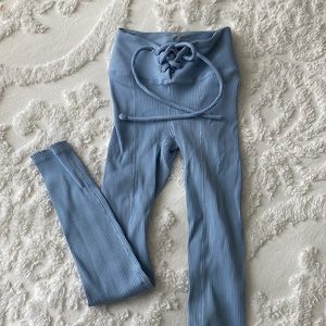 Year of ours - light blue high waisted leggings. Cinched waist. Size XS